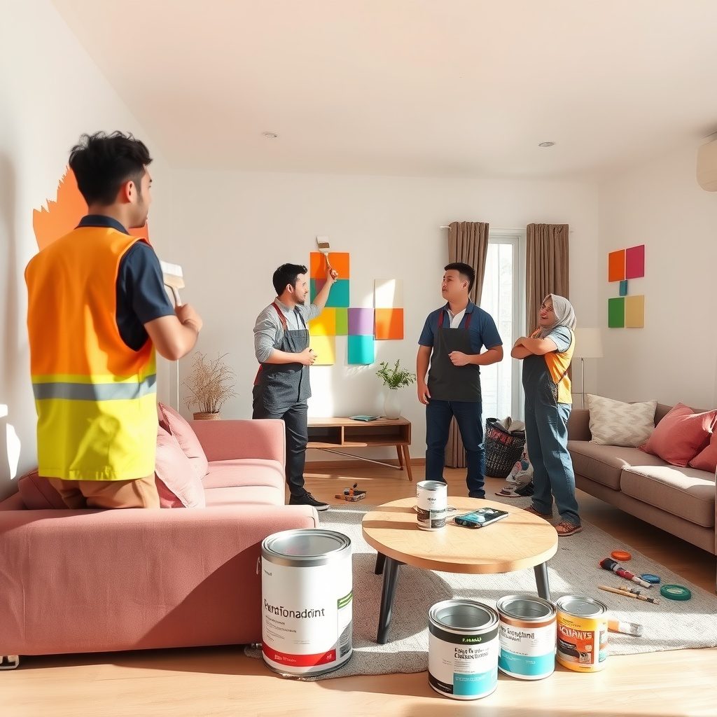 Interior painting crew at work