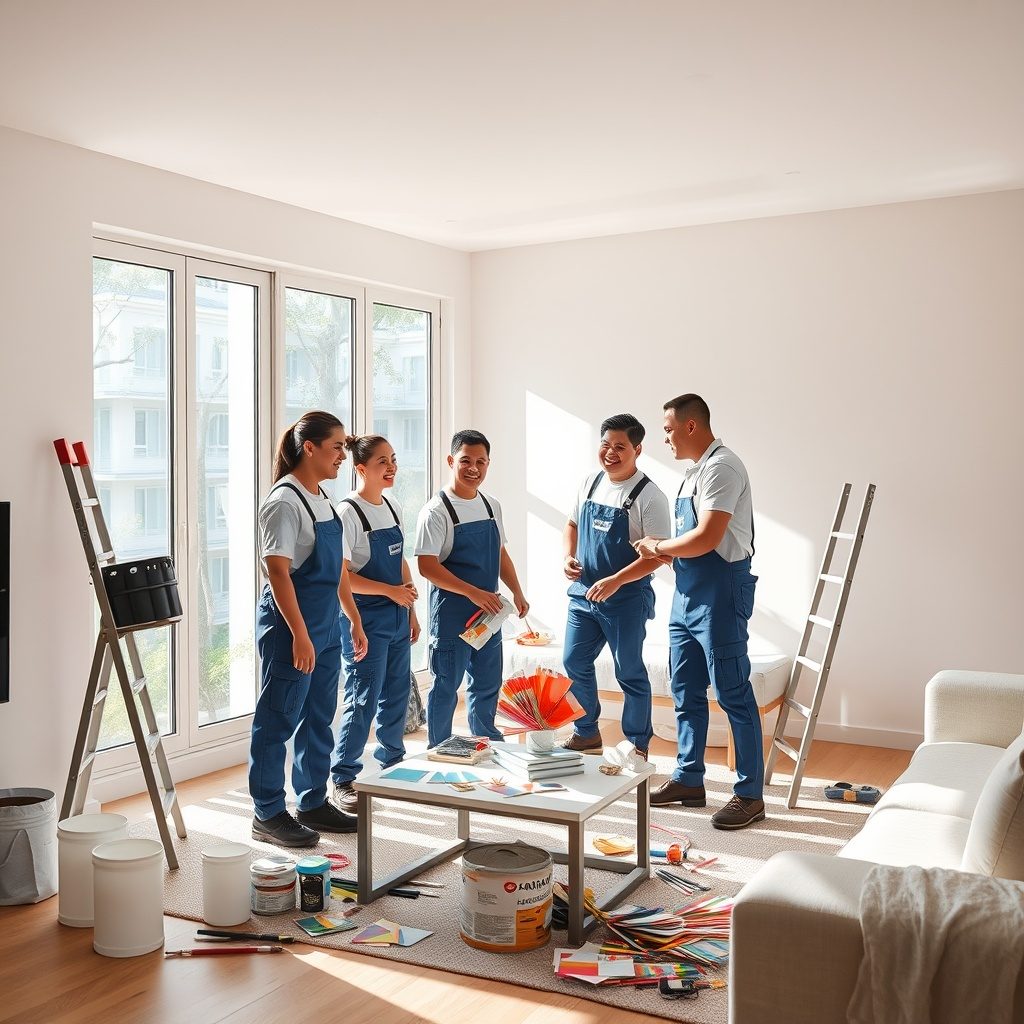 Interior painting crew at work