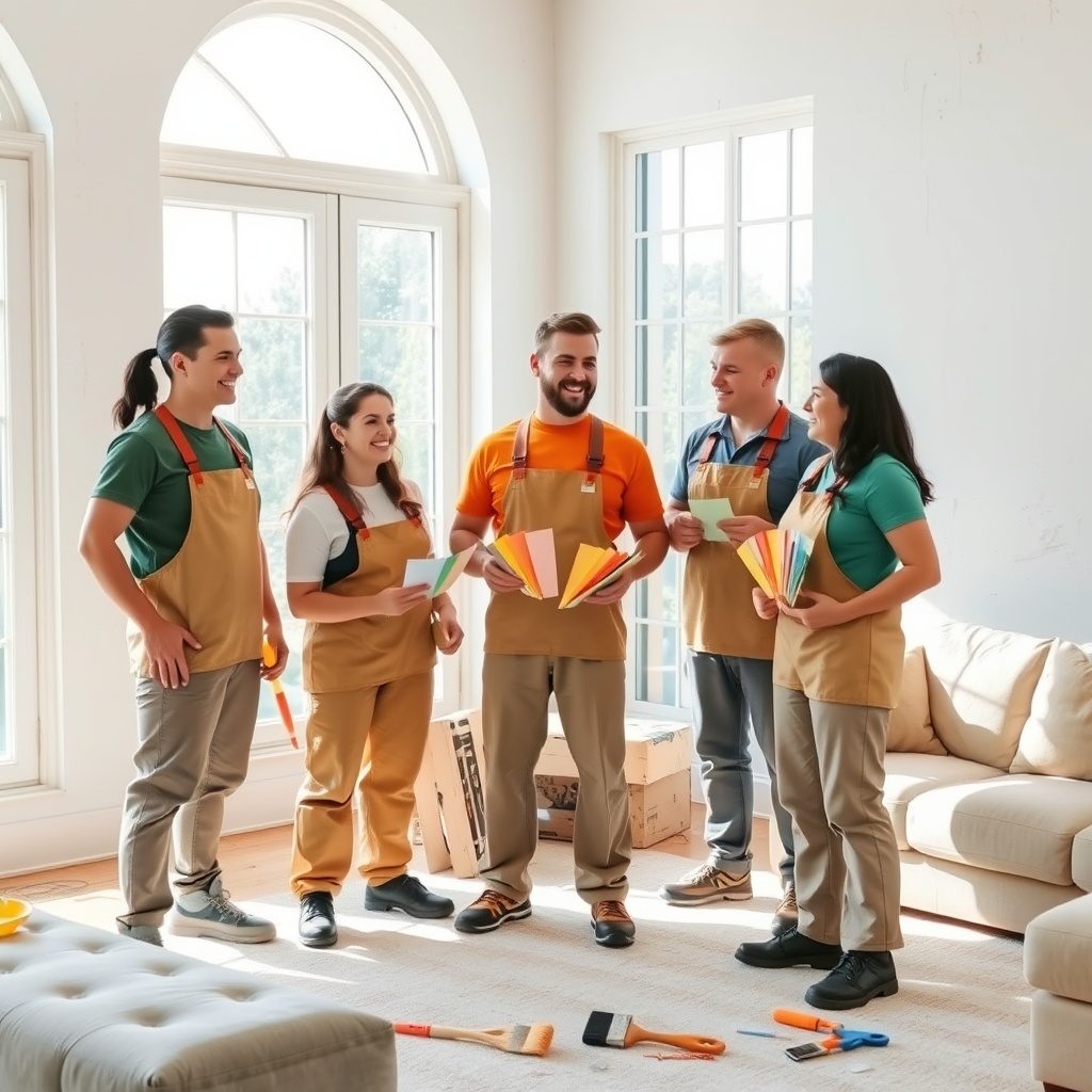 Interior painting project in a living room